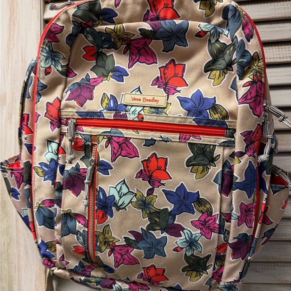 Vera Bradley Colorful Floral Backpack - Tan and Multicolor